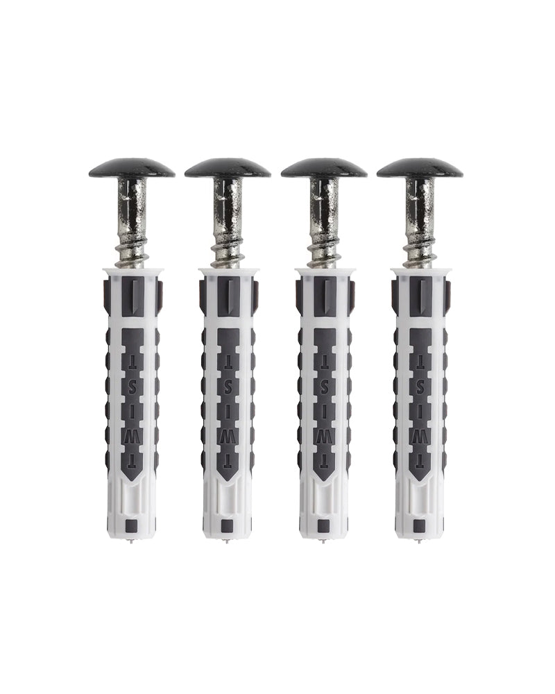 Black screws + wall plugs 4 pcs.